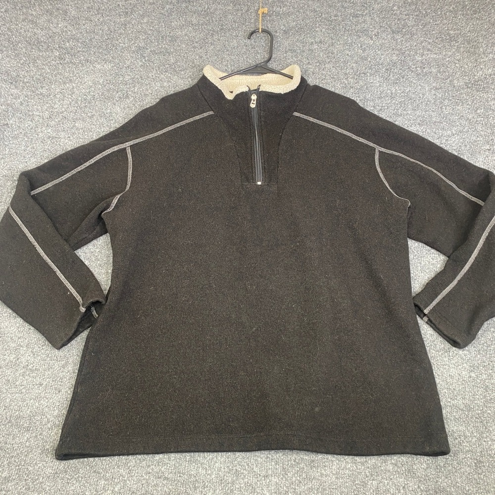 Kuhl Mens XXL Black Quarter Zip Pullover Sweater Fleece Lined Neck Outdoor Hike
